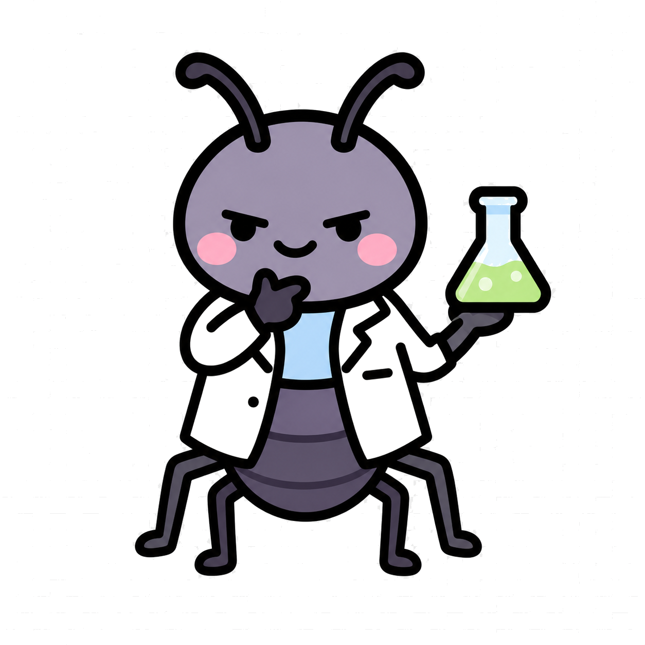 Illustration of a sneaky bug in a lab coat
